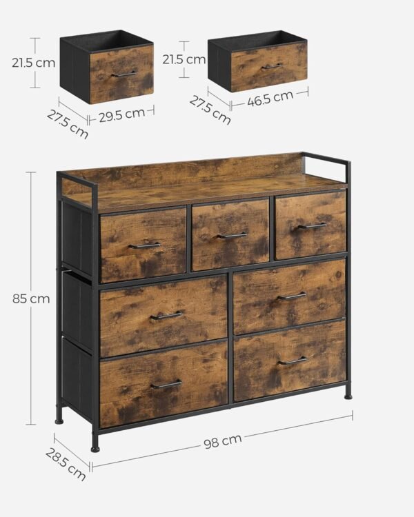 SONGMICS Chest of Drawers, Bedroom Cabinet, 7 Fabric Drawers with Handles, Metal Frame – Bild 3