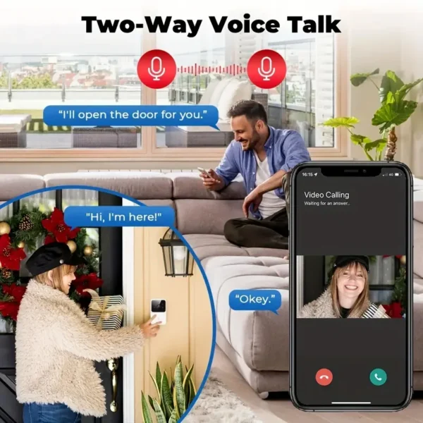 Wireless Doorbell Camera, Rechargeable 2.4G WiFi Smart Visual Doorbell, Home Security Doorbell with Night Vision & Voice Changing, Security System Monitoring - Image 10