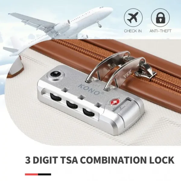 [KONO] Reisekoffer SET 12/20/24/28 Zoll | ABS Hartschale mit TSA-Schloss & 360° Rollen | Für Familienurlaub Business Trip Flugzeug [SET/Einzel] - Image 2