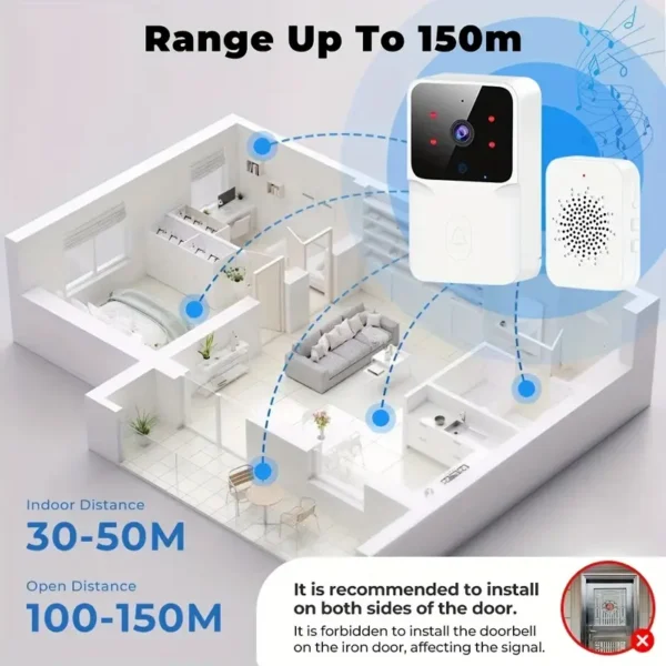 Wireless Doorbell Camera, Rechargeable 2.4G WiFi Smart Visual Doorbell, Home Security Doorbell with Night Vision & Voice Changing, Security System Monitoring - Image 6