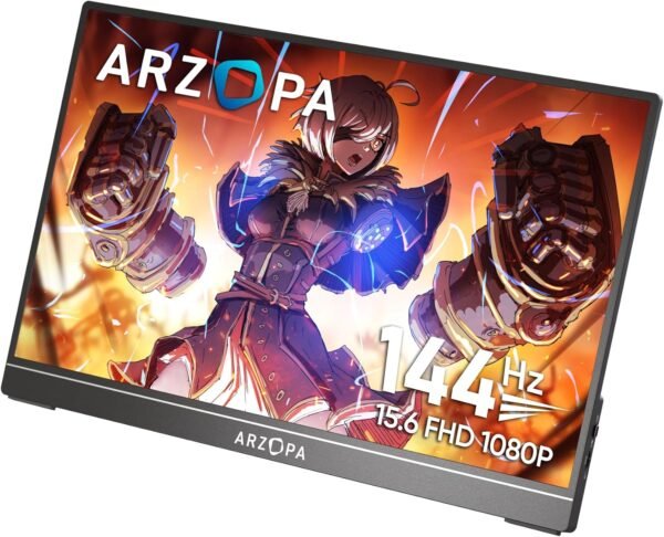 [ES Versand] ARZOPA 16,1 Zoll tragbarer Gaming-Monitor mit 144 Hz, 106 % sRGB 1080P FHD Kickstand Laptop-Monitor mit HDR, Ultra-dünn, Augenschonend, externe Zweitbildschirm für Laptop, PC,Z1FC